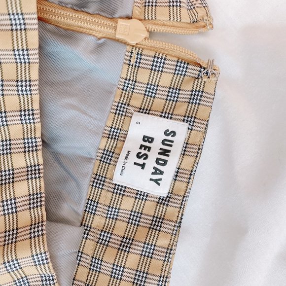 Aritzia Sunday Best Yellow Plaid Pleated Tennis Skirt EUC - Picture 4 of 4